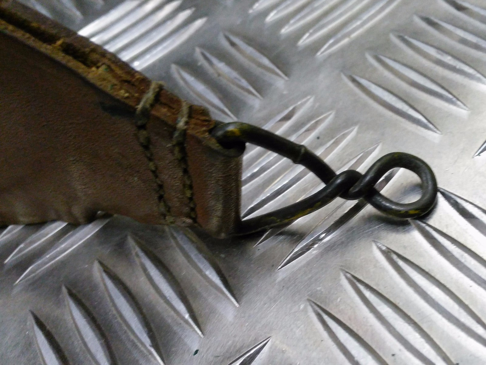 Leather Belt Slide / Fob Triange With Loop Attachment Genuine Vintage Tan Brown