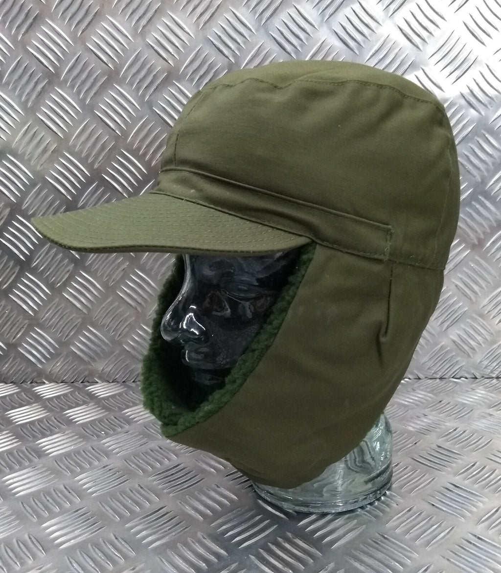 Genuine Swedish Army Olive Drab Green Cold Weather Dog / Trapper Hat 58cm DK1