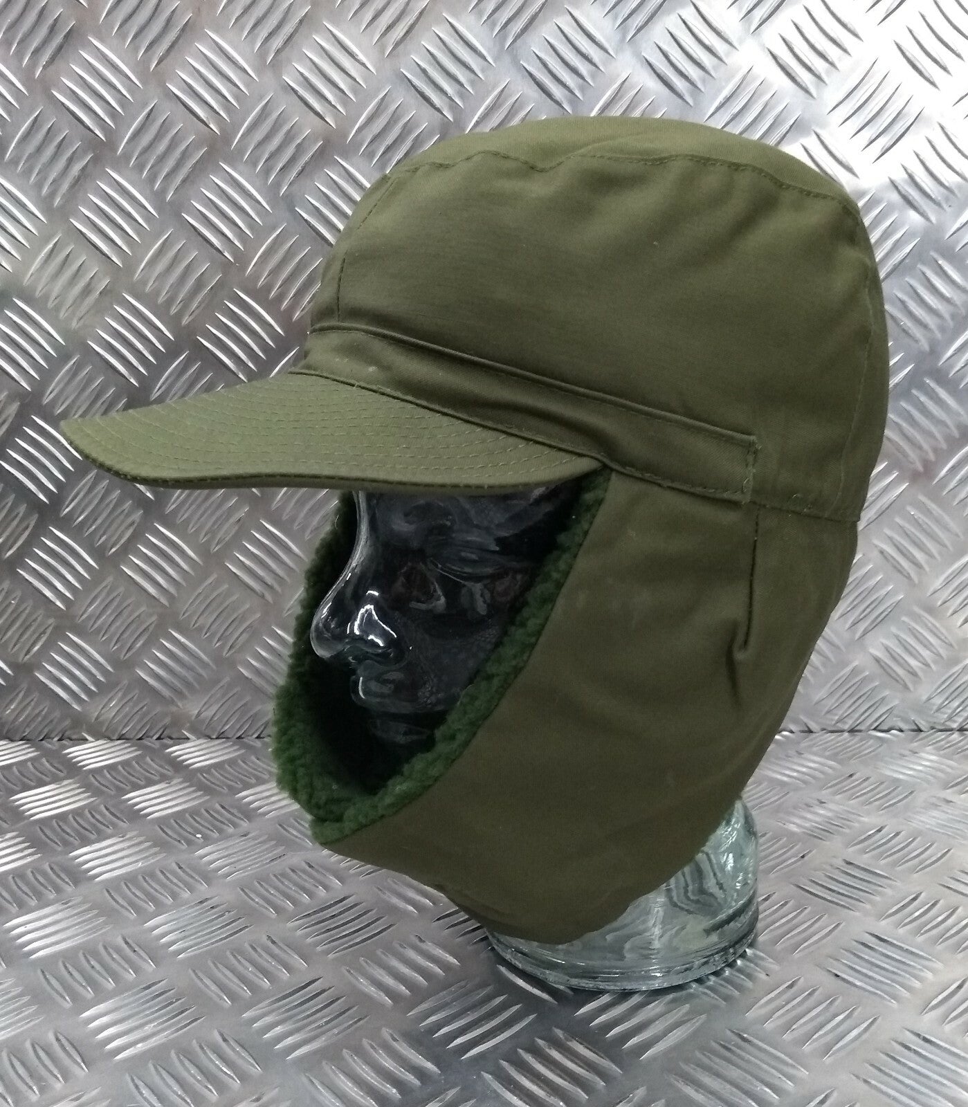 Genuine Swedish Army Olive Drab Green Cold Weather Dog / Trapper Hat 58cm DK1