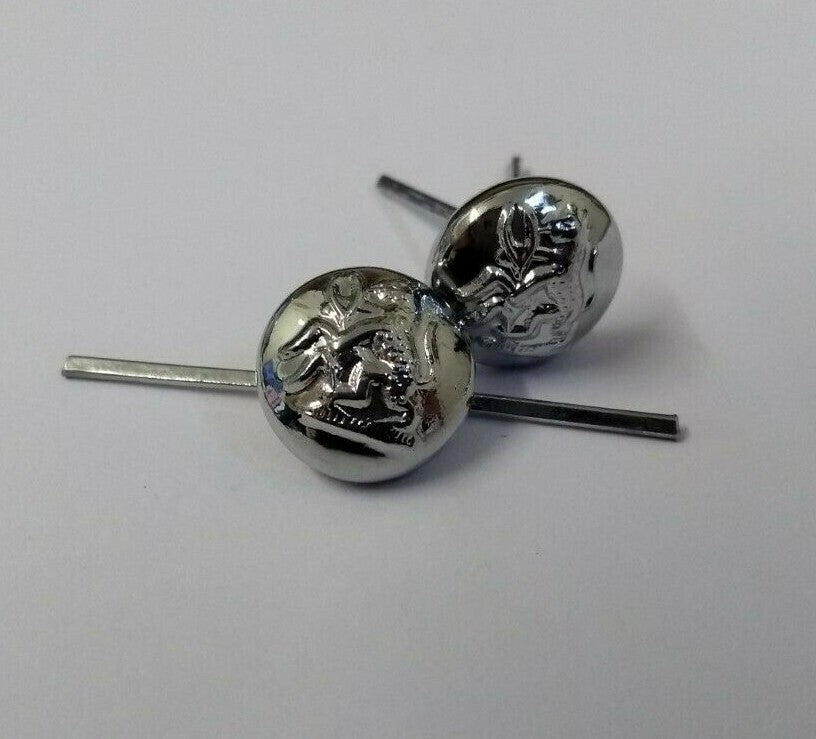 Guyana Leopard Insignia Obsolete Chrome Chinstrap Buttons Split Pin Buttons X4