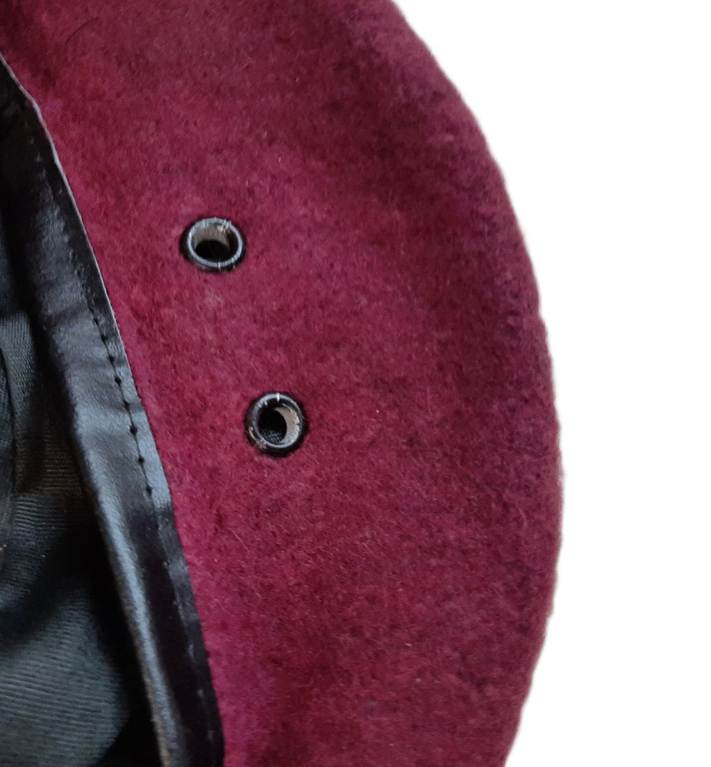 Burgundy / Maroon Wool Military Style Beret Size 7 1/2 Large- NEW