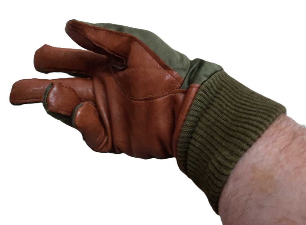 Aircrew Gloves RAF Royal Air Force & British Army 1980s Pattern Leather Palm Cotton Lined NOS