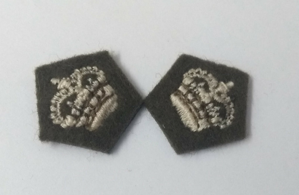 Genuine Vintage British Army No2 Dress Issue Small Rank Crowns on Khaki Pair NEW