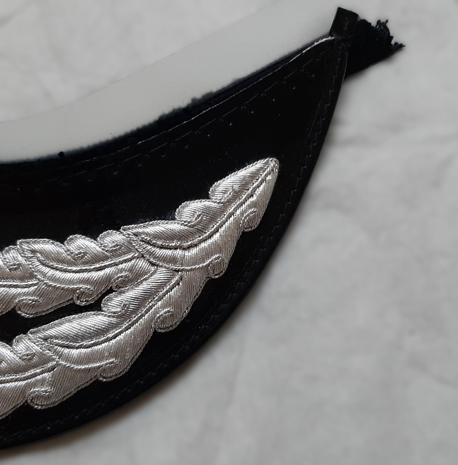 Officers Patent Peak British Forces Two Row Silver Braid Oak Leaf Sprig Garnish