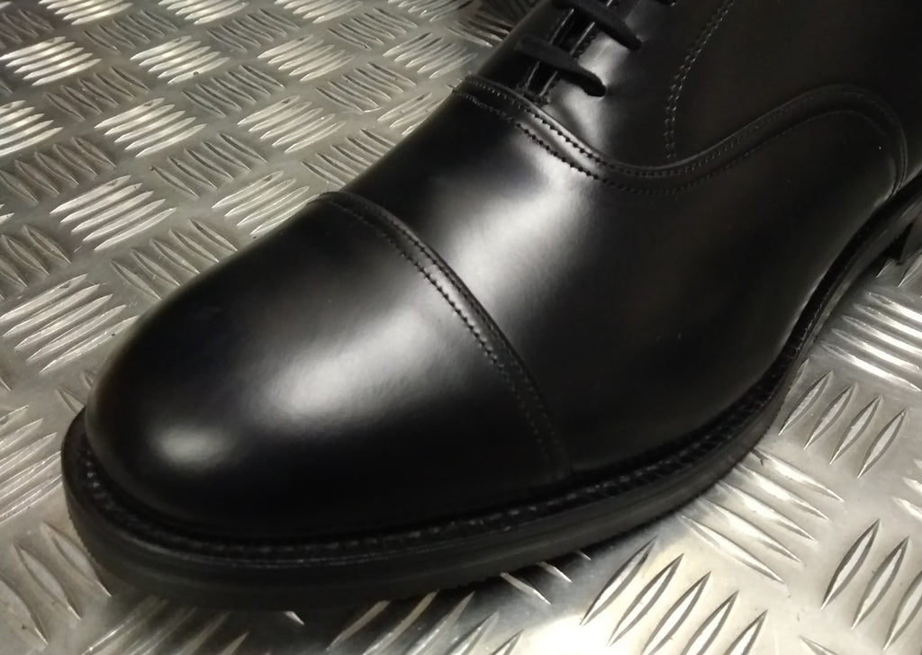 Genuine British Army Black Leather Mens PMS Service Shoes w Toe Caps Size 14M