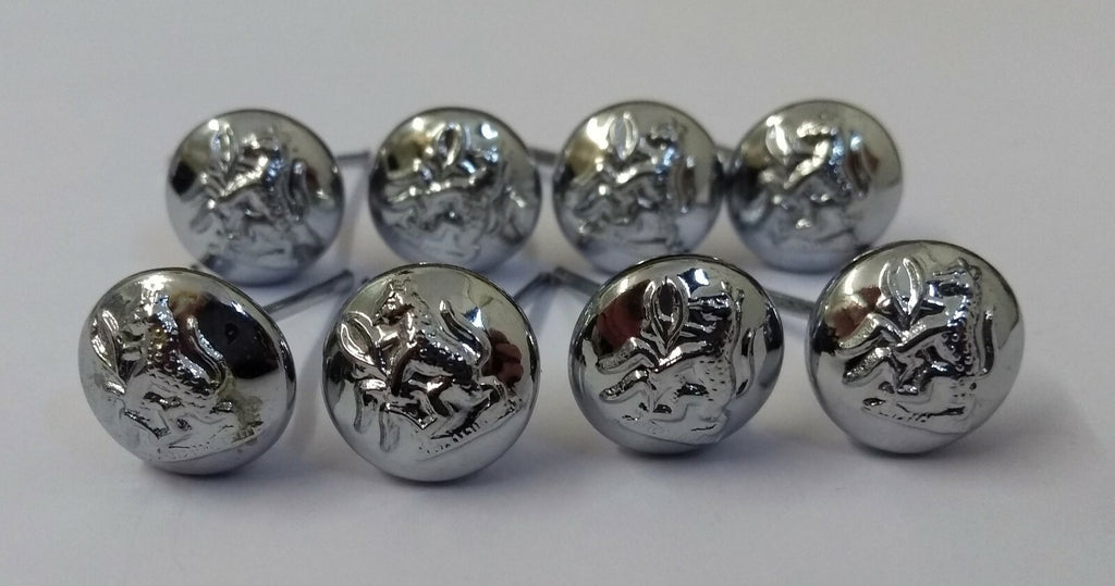 Guyana Leopard Insignia Obsolete Chrome Chinstrap Buttons Split Pin Buttons X8