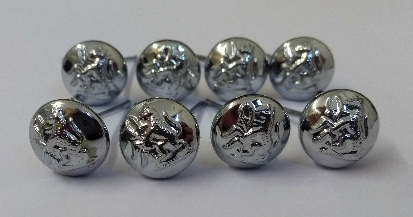 Guyana Leopard Insignia Obsolete Chrome Chinstrap Buttons Split Pin Buttons X8