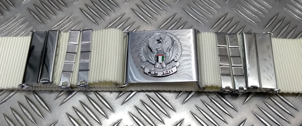 Abu Dhabi Belt White Nylon With Buckle For Ceremonial & Parade Duties