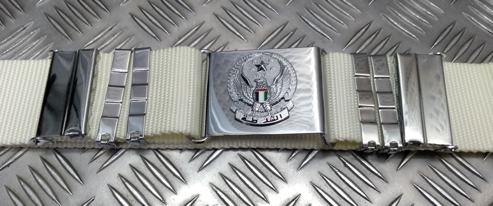 Abu Dhabi Belt White Nylon With Buckle For Ceremonial & Parade Duties