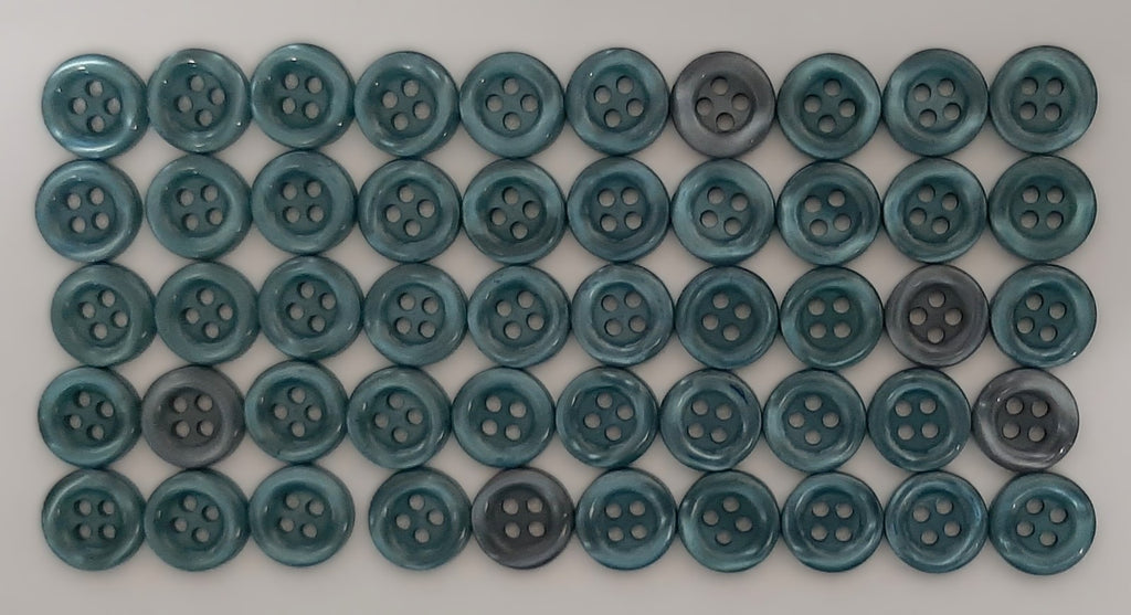 50 Vintage Buttons 4 Hole Shirt / Shank Anchors Pearlesque Jade 10.8mm NOS