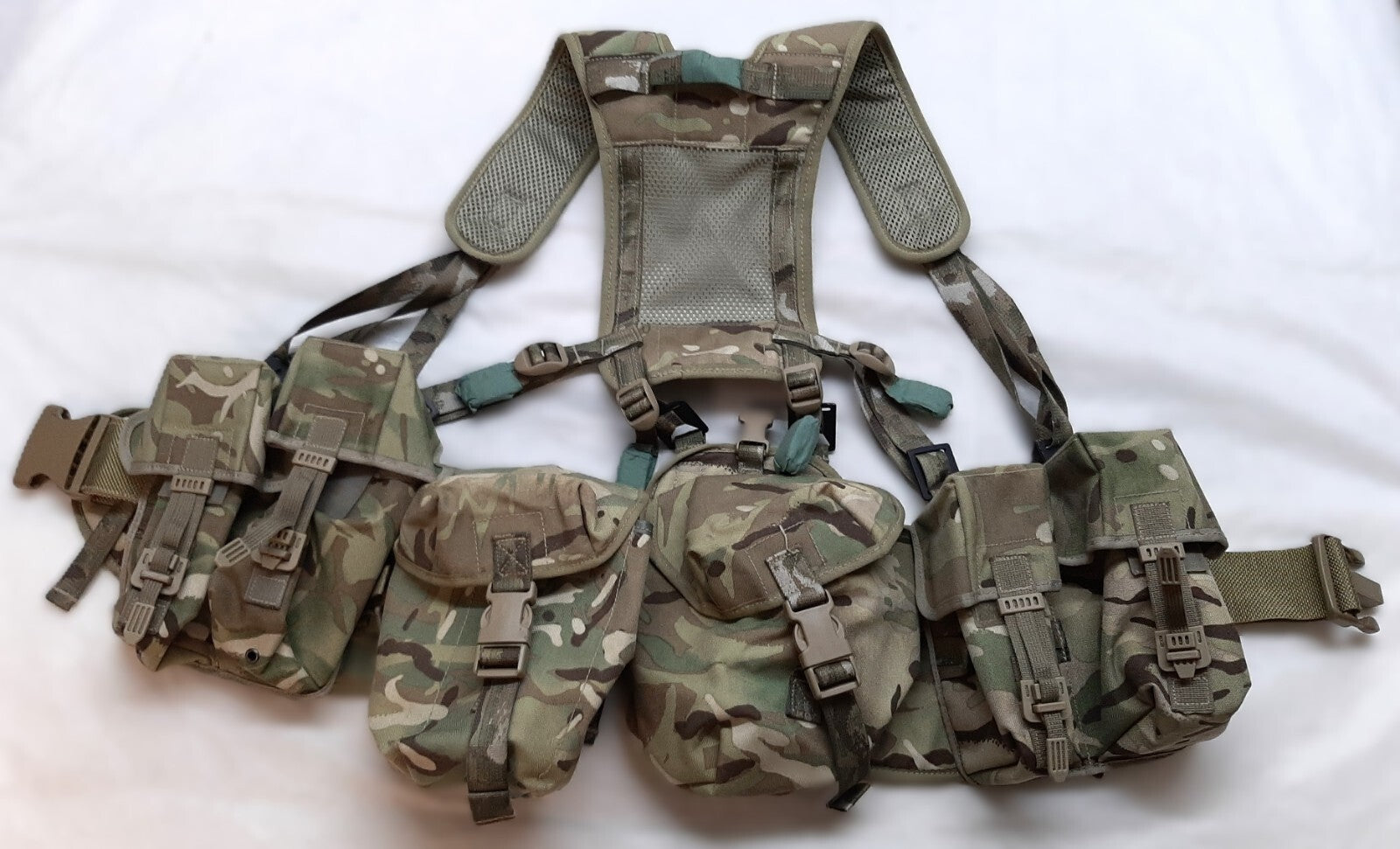 Airborne Army Webbing MTP British Assault Camo Belt Yoke & Assorted Pouches (4)