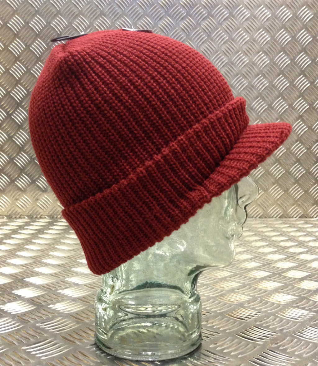 Dark Red / Maroon Peak / Peaked Beanie Hat / Radar Cap - One size - BRAND NEW
