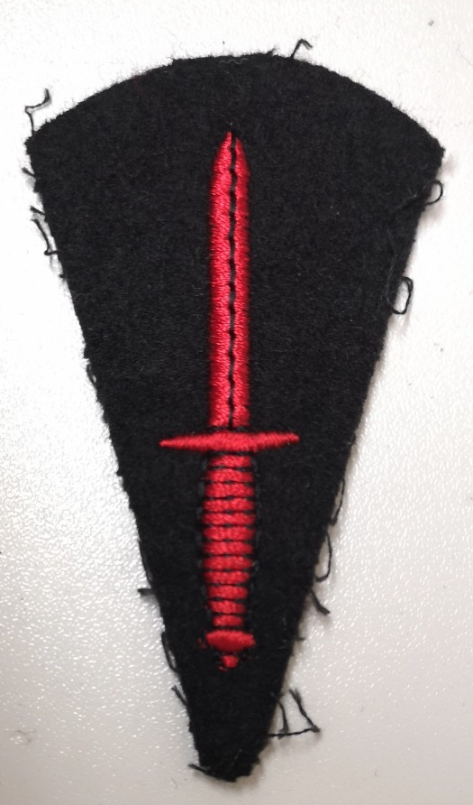 Royal Marines Commando Red Dagger on Black Felt Patch