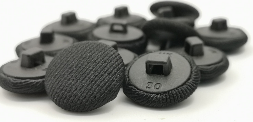 Black Fabric Covered Buttons Line Pattern 30L x12