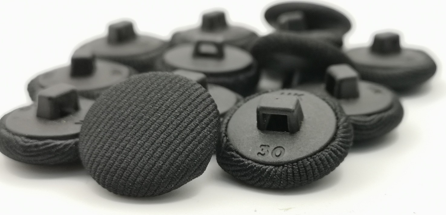 Black Fabric Covered Buttons Line Pattern 30L x12