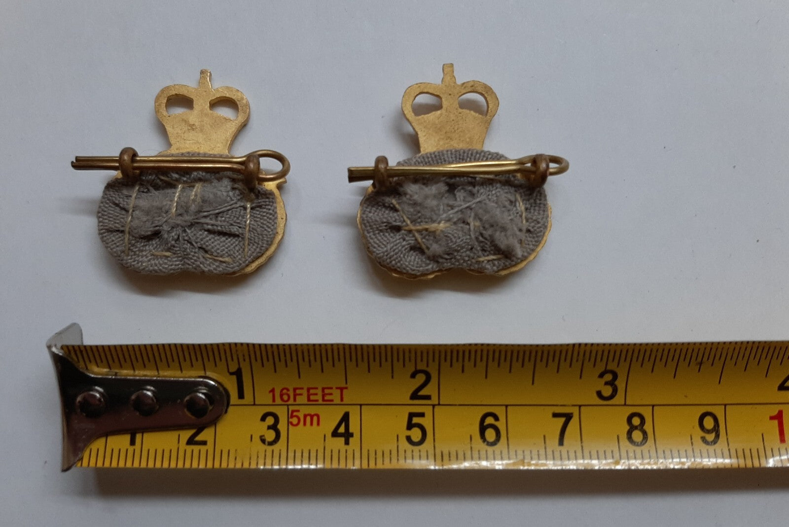 Vintage Collar Badges British Army Staffordshire Insignia Features Queen's Crown