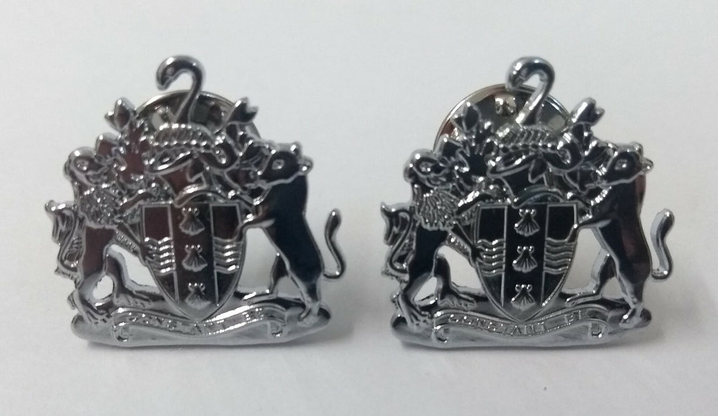 Genuine Issue "Constant B E" Coat of Arms Metal Collar Badges MFCD1XX