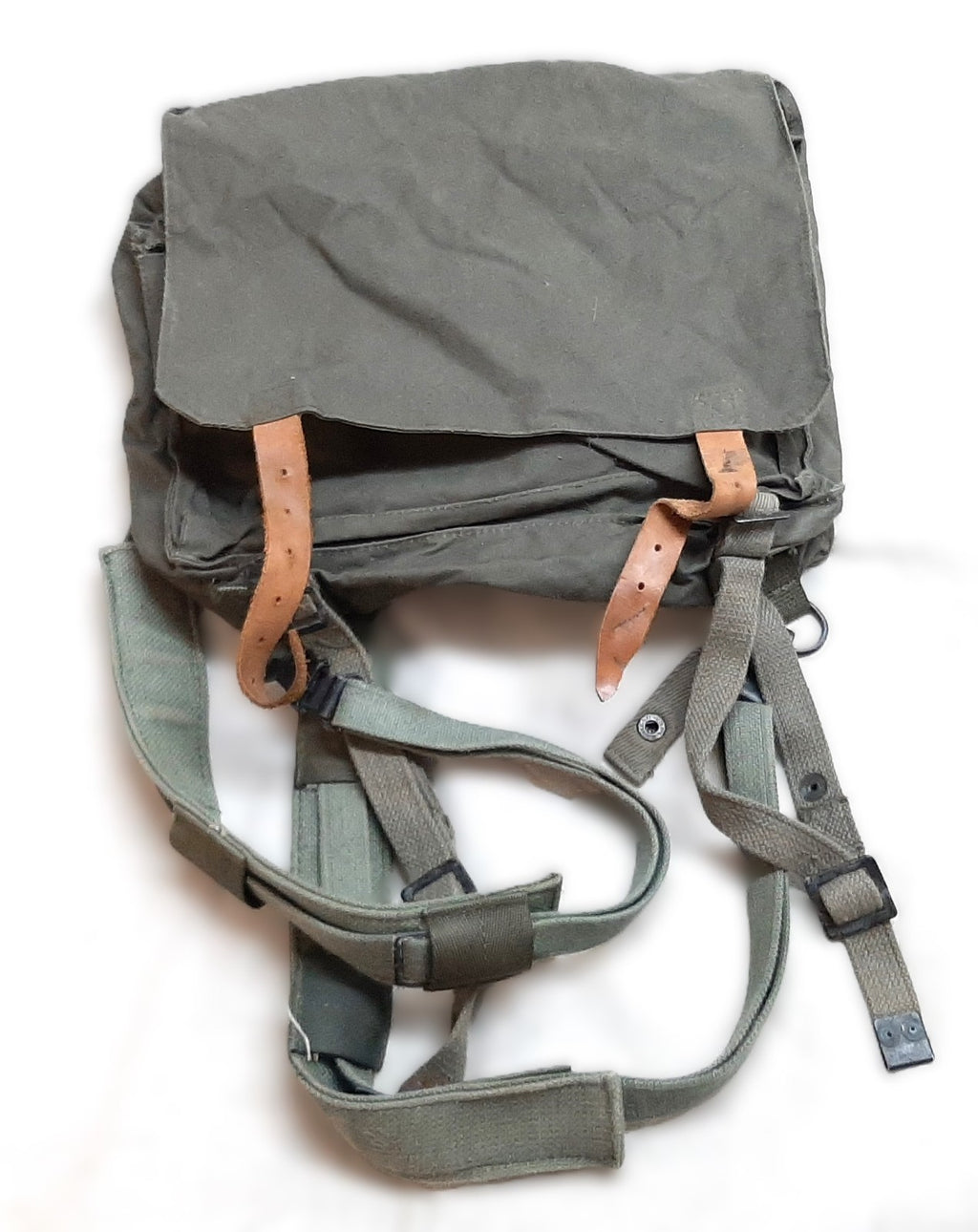 Vintage Army Backpack Cotton Canvas Small Back Pack Field Bag Grey/Green