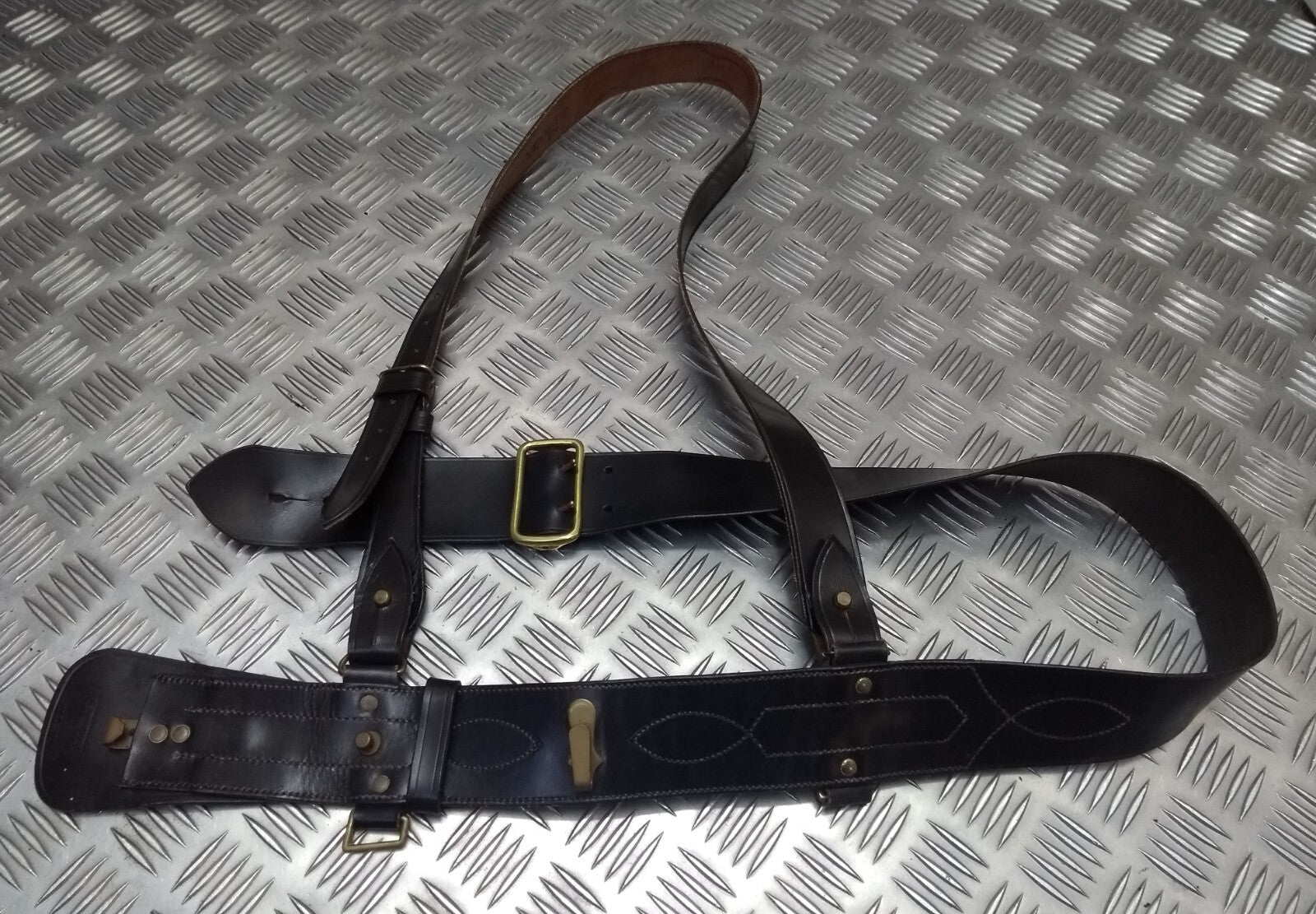 Vintage Sam Browne Leather Belt and Cross Over Strap Hobson London