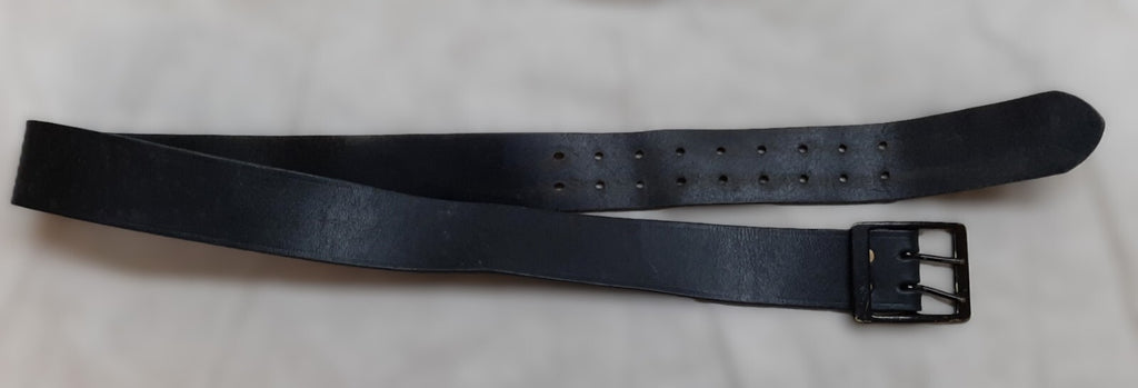 Vintage Leather Belt Solid Brass Double Prong Painted Buckle 49mm Wide Size 41"