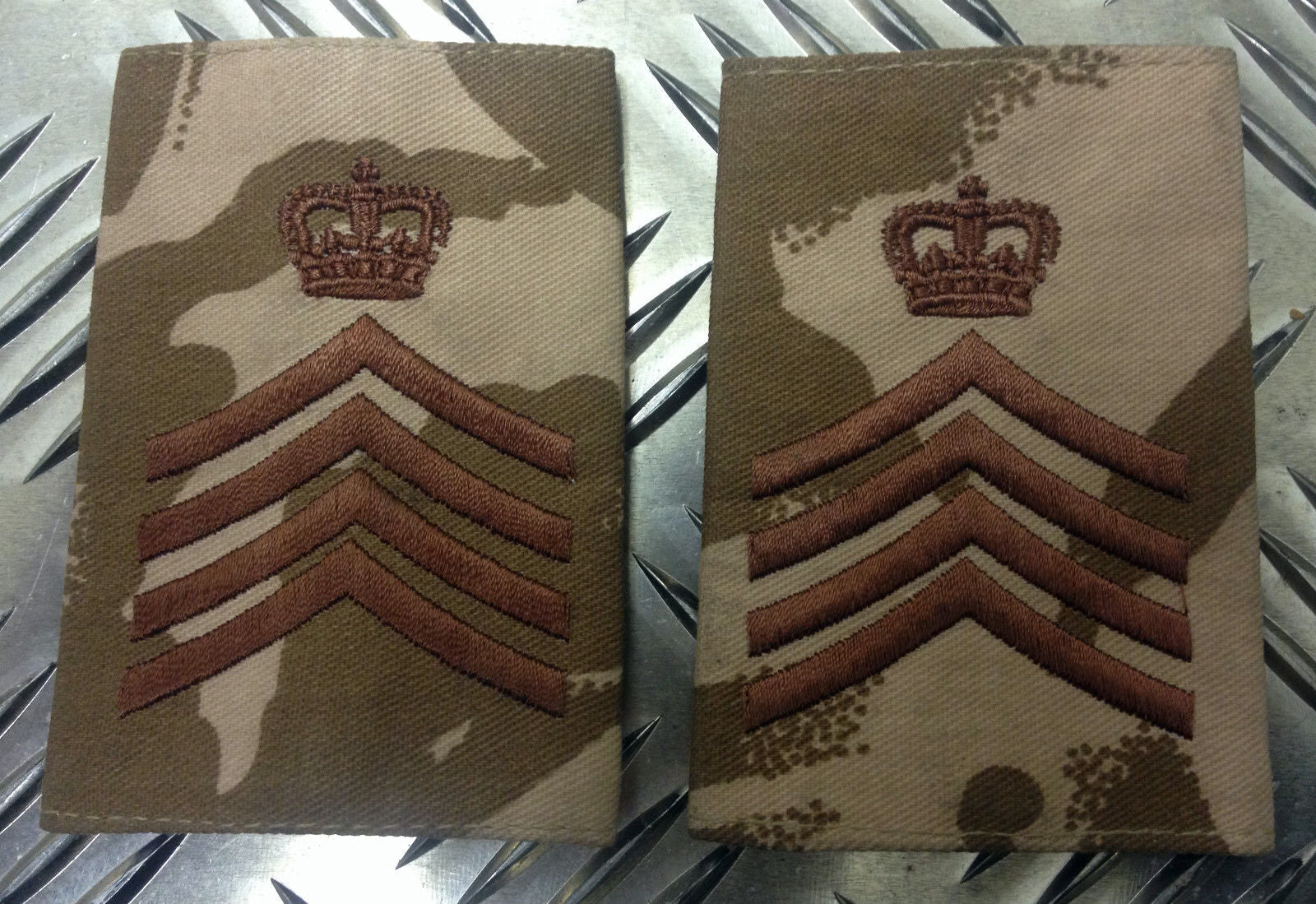 Genuine British Army Desert Camo DRUM MAJOR Rank Slides / Epaulettes - NEW