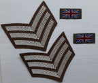 Rank Chevrons FAD British Insignia 3 Bar Sergeant UK Flags 1 Pair