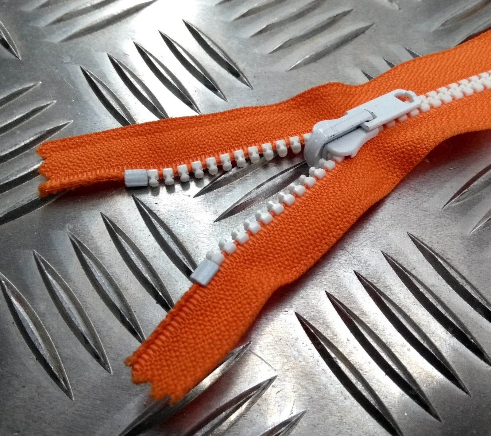 British YKK 136cm Closed End Orange & white Zip Zipper
