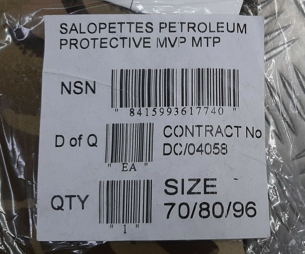 MTP Salopettes MVP Waterproof Petroleum Protective Trousers Genuine British