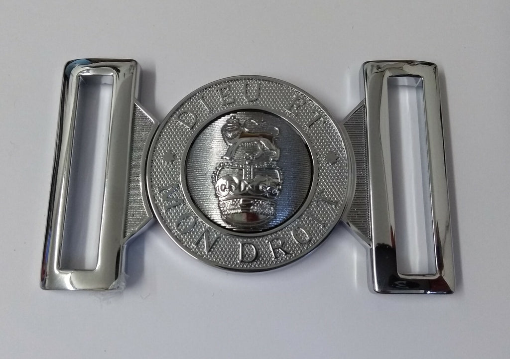 Chrome Buckle British Issue "DIEU ET MON DROIT" Royal Insignia 47mm