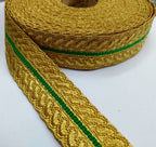 Gold & Green Cotton Metalised Polyester Lace Genuine British Made Issue