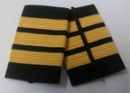 Genuine British Made 3 Rank Bar Gold Lace on Black Slides Epaulettes ASPS400