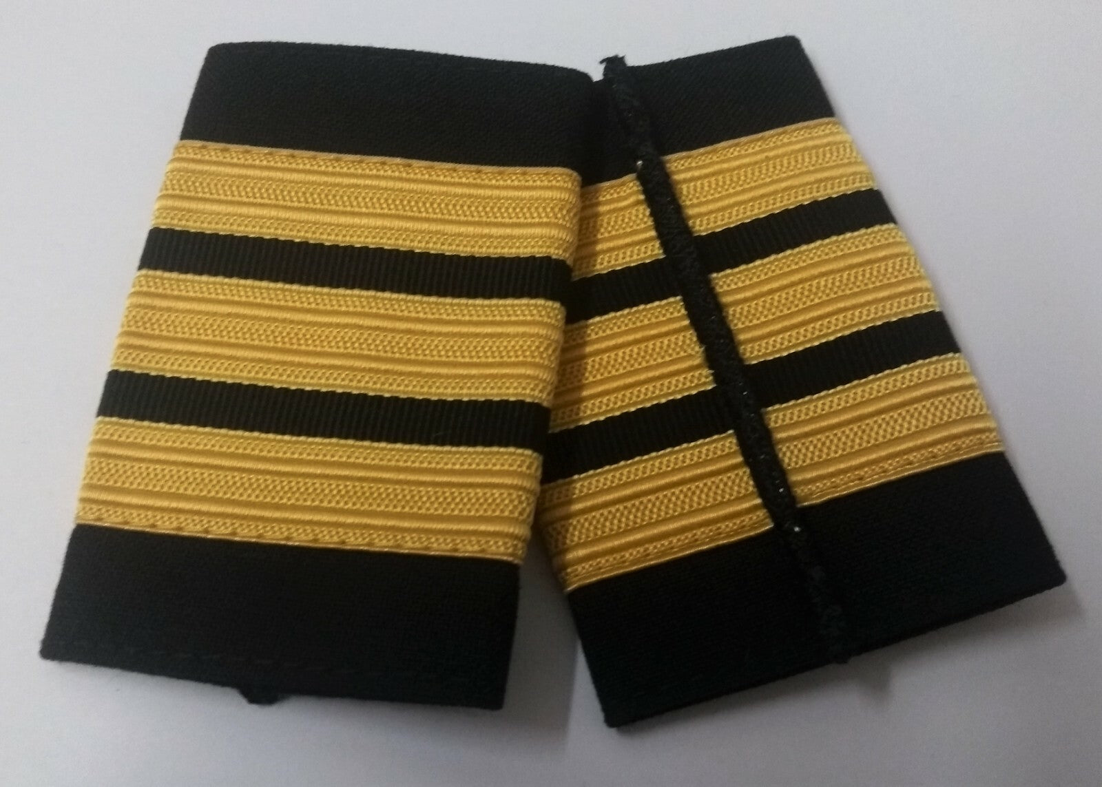 Genuine British Made 3 Rank Bar Gold Lace on Black Slides Epaulettes ASPS400