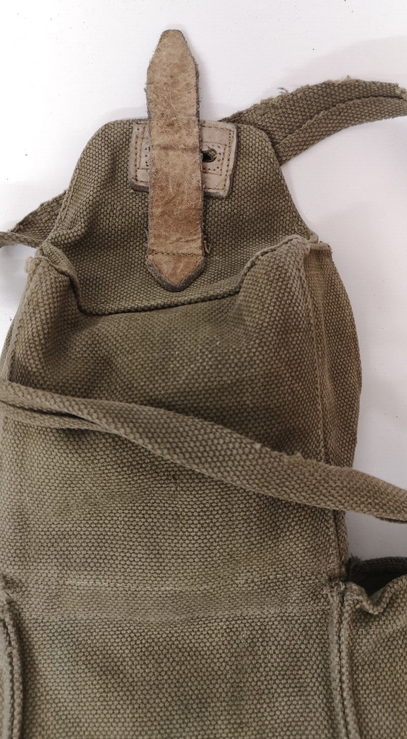 Vintage Belgian Army Canvas Shoulder Satchel Bag Gas Mask Heavy Duty Webbing