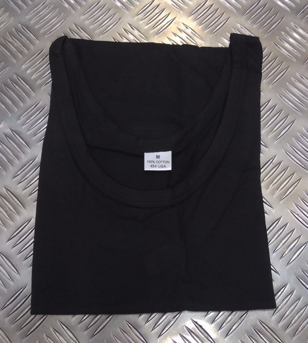 100% Cotton Military Black Sleeveless Vest Singlet Tank Top All Sizes - NEW