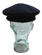Navy Blue Beret Goldings Army Pattern Wool / Silky Lining & Petersham Trim 62cm.