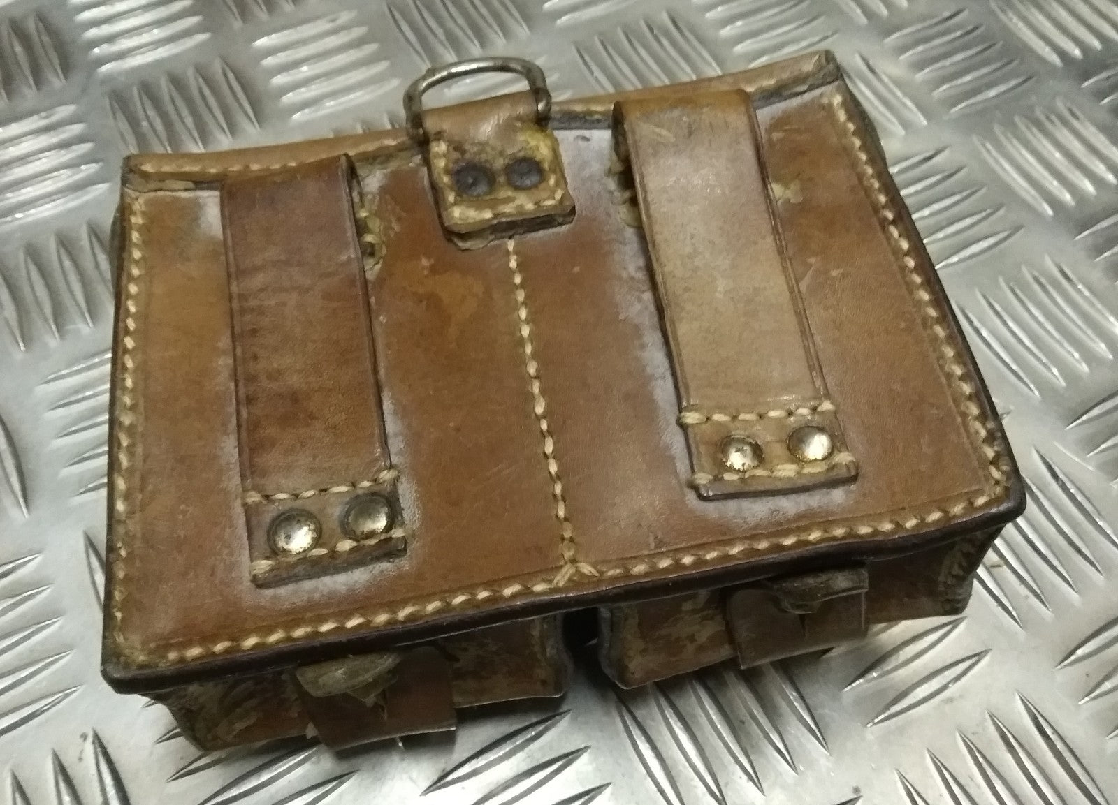 Genuine Vintage Issued Double Leather Utility / Ammo Small Pouch Used