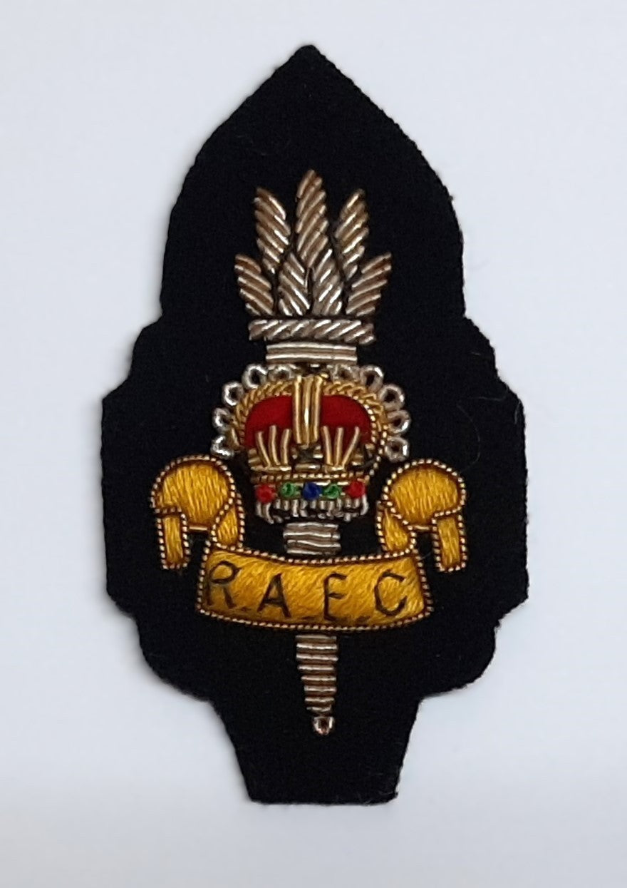 RAEC Hat / Cap Badge Hand Embroidered Vintage New Old Stock