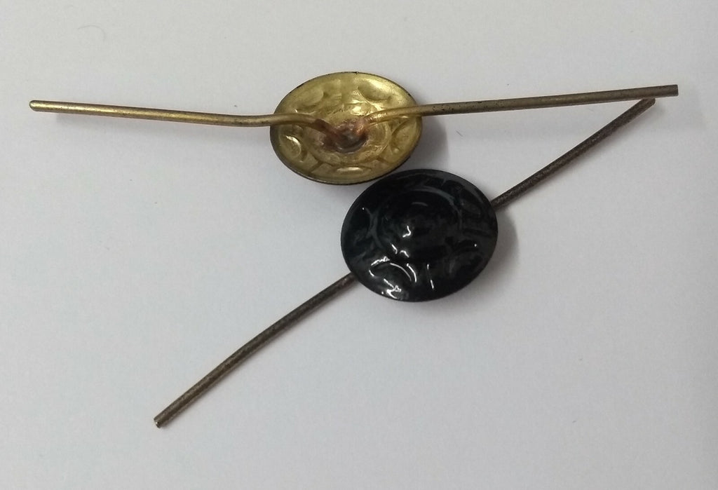 Black Rosette Decoration British Made Black Subdued Metal Prong Fixing 1 Pair