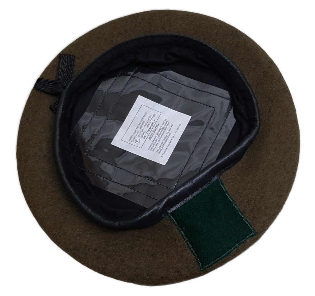 Yorkshire Beret Cap Khaki 100% Wool Outer British Army Pattern Leather Rim 49cm