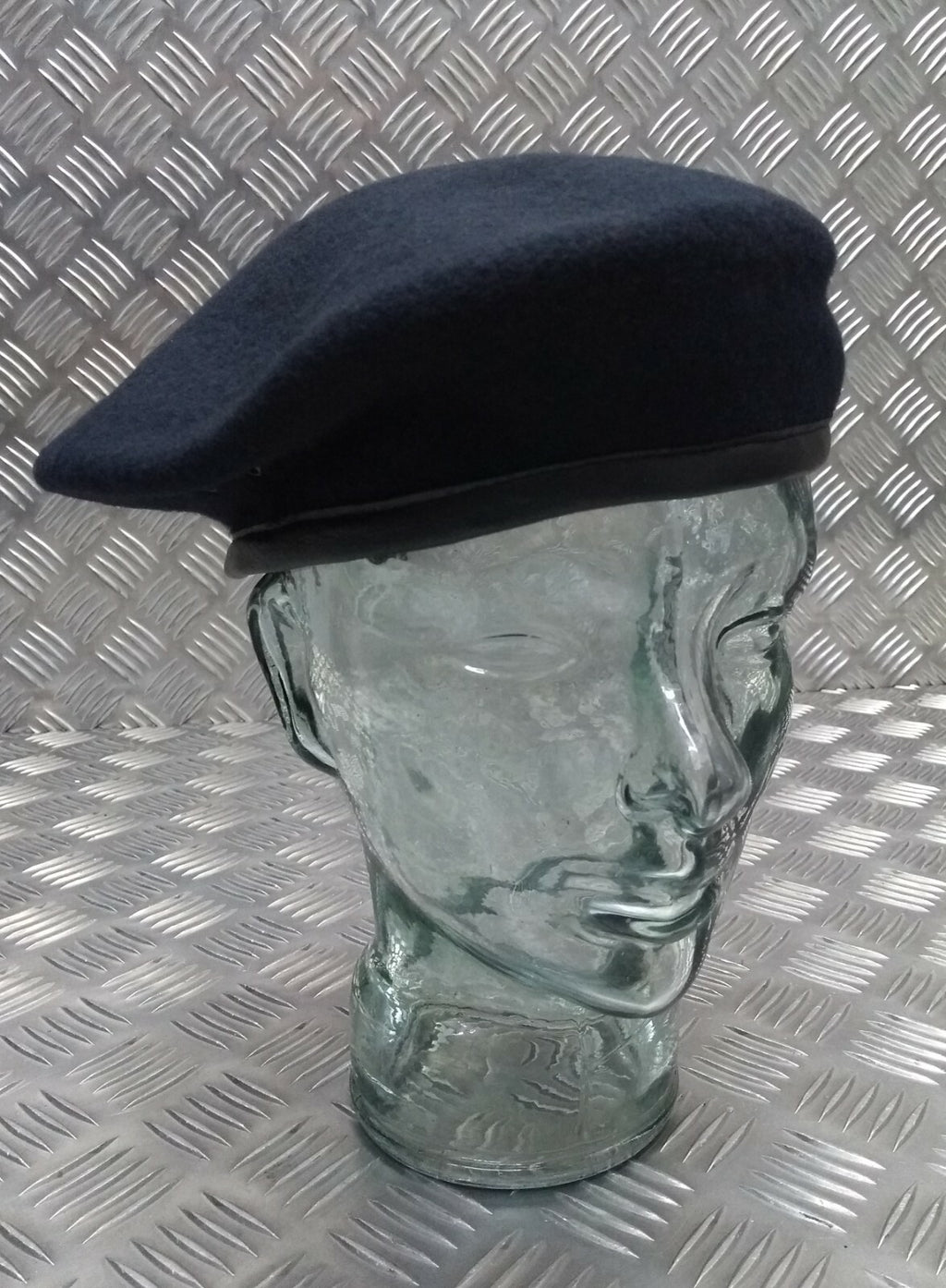 Hobson Beret Made In England Navy 100% With Wool Leather Rim Band 56cm