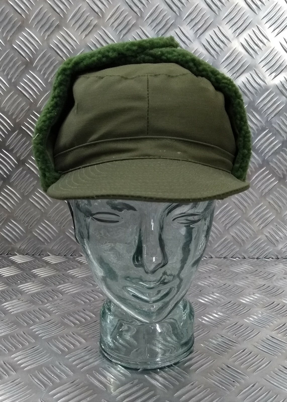 Genuine Swedish Army Olive Drab Green Cold Weather Dog / Trapper Hat 58cm DK1