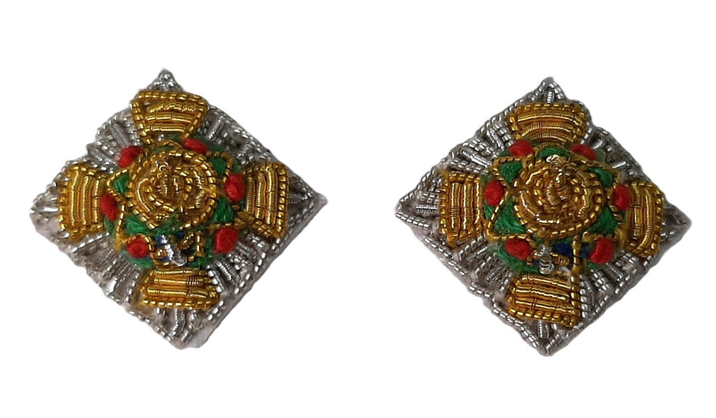 Shoulder Pips 5/8" Silver Hand Embroidered H/E Bath Stars 1 Pair