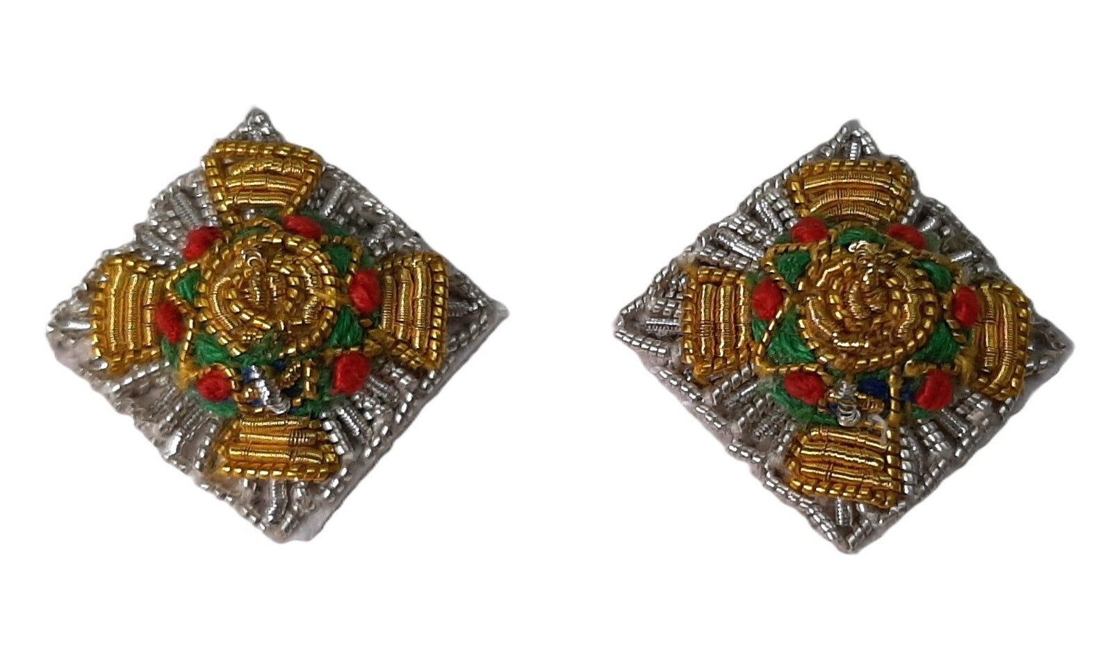 Shoulder Pips 5/8" Silver Hand Embroidered H/E Bath Stars 1 Pair