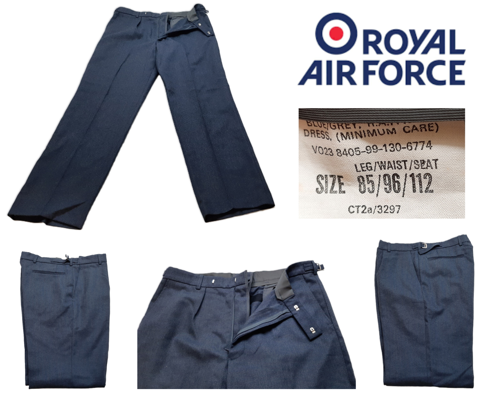 No2 Trousers RAF Royal Air Force Old Pattern Blue-Grey Dress Waist 96cm