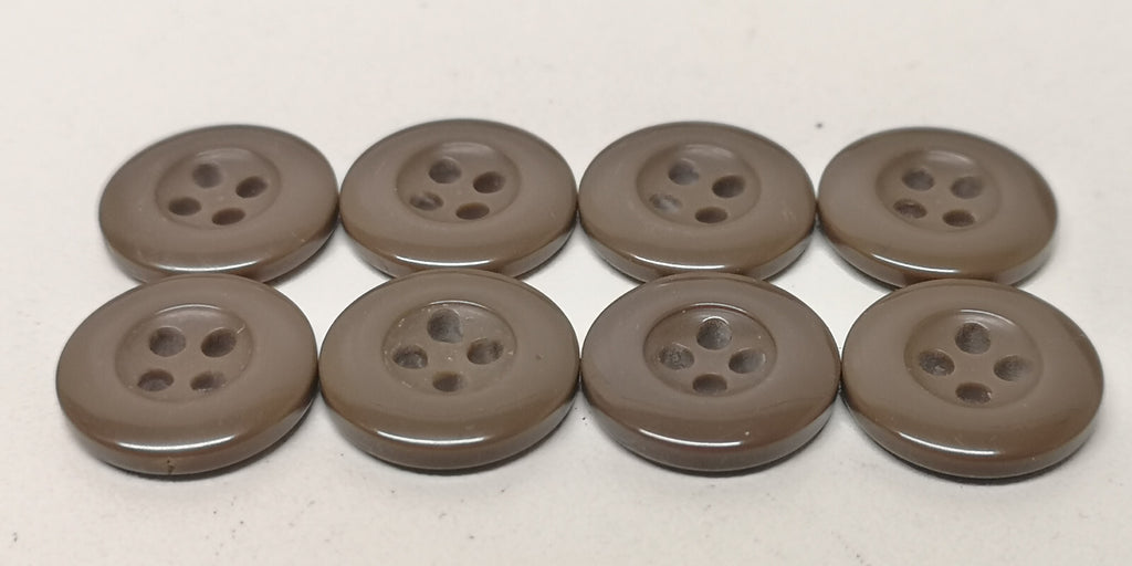 Brown 4 Hole Replacement Buttons for Fad / Barrack Trousers 24L 15.3mm Set of 8