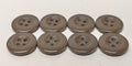 Brown 4 Hole Replacement Buttons for Fad / Barrack Trousers 24L 15.3mm Set of 8