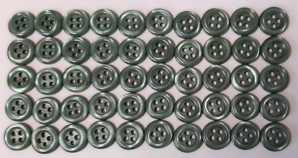 100 Vintage Buttons 4 Hole Shirt / Shank Anchors Pearlesque Green 11mm old Stock