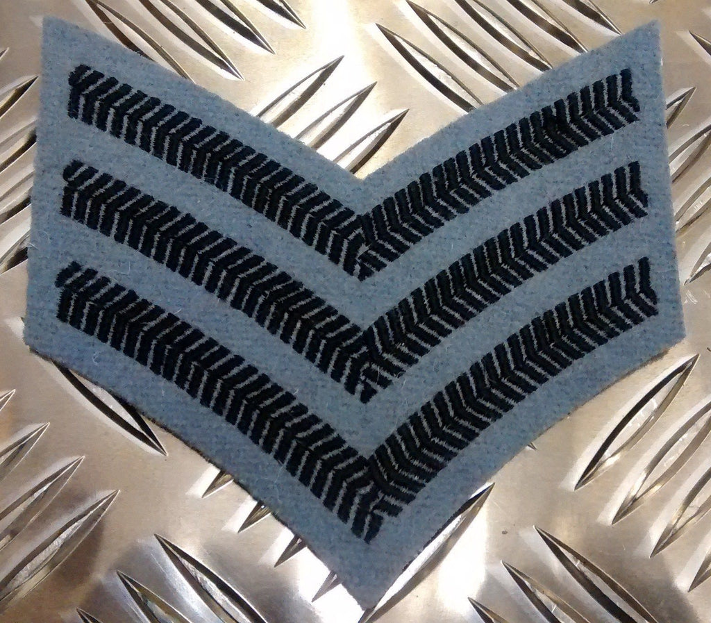 SAS 22 & 23 Black on Pompadour Blue Stripes 3 Bar Chevron Patch / Badges x2