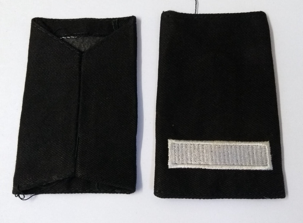 1 Bar Slides British Made Shoulder Rank Sliders Silver Bar on Black 1 Pair Used