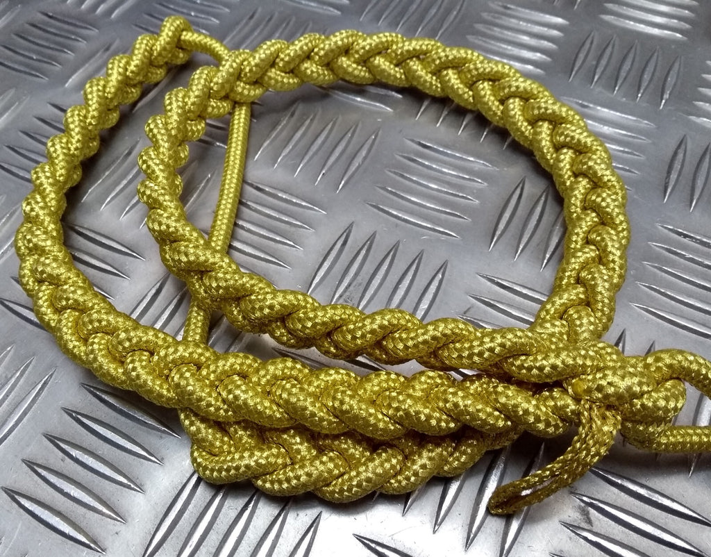 Army Ceremonial Aiguillette / Officers Lanyard Metallic Gold Tip Ends Present